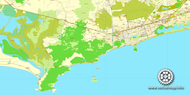 Vector Map Rio de Janeiro, Brazil, printable vector street map, City Plan V.3 full editable, Adobe Illustrator, Royalty free, full vector, scalable, editable, text format street names, 19,8 mb ZIP