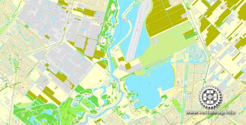 Vector Map Rotterdam, Netherlands, printable vector street map, City Plan V.2 in 4 parts full editable, Adobe Illustrator, Royalty free, full vector, scalable, editable, text format street names, 48,9 mb ZIP