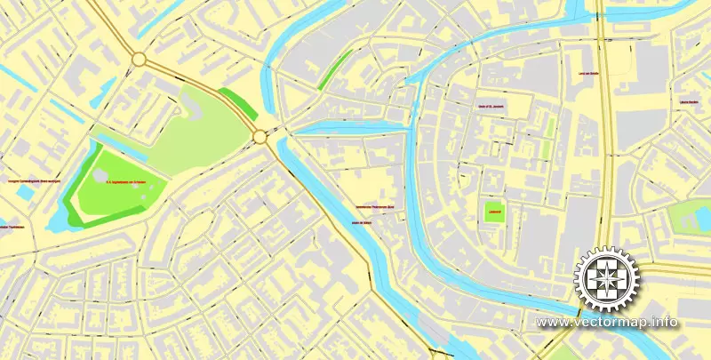 Vector Map Rotterdam, Netherlands, printable vector street map, City Plan V.2 in 4 parts full editable, Adobe Illustrator, Royalty free, full vector, scalable, editable, text format street names, 48,9 mb ZIP