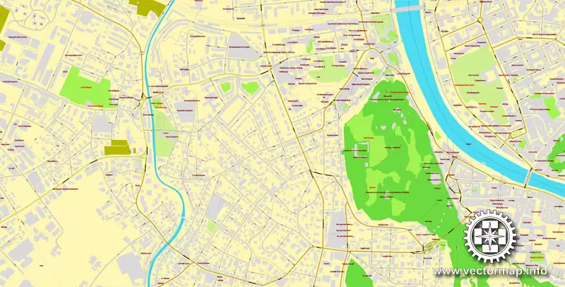 Vector Map Salzburg, Austria, printable vector street map, City Plan full editable, Adobe Illustrator, Royalty free, full vector, scalable, editable, text format street names, 7,2 mb ZIP ALL streets, ALL Buildings.