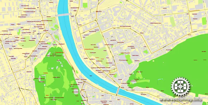 Vector Map Salzburg, Austria, printable vector street map, City Plan full editable, Adobe Illustrator, Royalty free, full vector, scalable, editable, text format street names, 7,2 mb ZIP ALL streets, ALL Buildings.