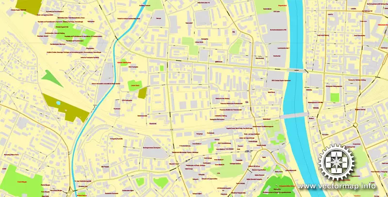 Vector Map Salzburg, Austria, printable vector street map, City Plan full editable, Adobe Illustrator, Royalty free, full vector, scalable, editable, text format street names, 7,2 mb ZIP ALL streets, ALL Buildings.