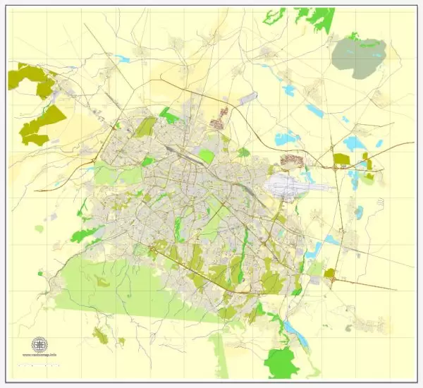 Vector Map Sofia, Bulgaria, printable vector street map, City Plan, full editable, Adobe Illustrator, Royalty free, full vector, scalable, editable, 7,6 mb ZIP All streets, some more buildings.