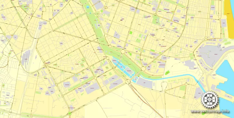 Vector Map Valencia, Spain, printable vector street map, City Plan V.2, full editable, Adobe Illustrator, Royalty free, full vector, scalable, editable, text format street names, 3,3 mb ZIP All streets, some more buildings.