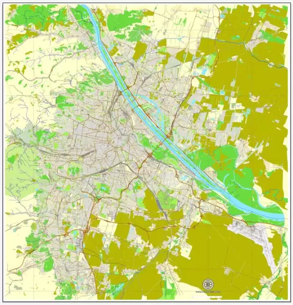 Vector Map Vienna / Wien, Austria, printable vector street map, City Plan V.2, full editable, Adobe Illustrator, Royalty free, full vector, scalable, editable, text format street names, 32,6 mb ZIP