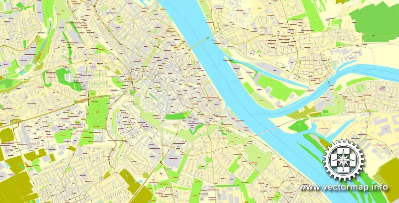 Vector Map Mainz / Wiesbaden, Germany, printable vector street map, City Plan V.2, full editable, Adobe Illustrator, Royalty free, full vector, scalable, editable, text format street names, 13,3 mb ZIP