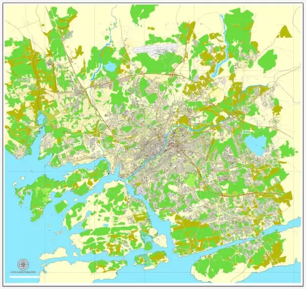 Vector Map Turku, Finland, printable vector street map, City Plan full editable, Adobe Illustrator, Royalty free, full vector, scalable, editable, text format street names, 5,4 mb ZIP ALL streets, All Buildings.