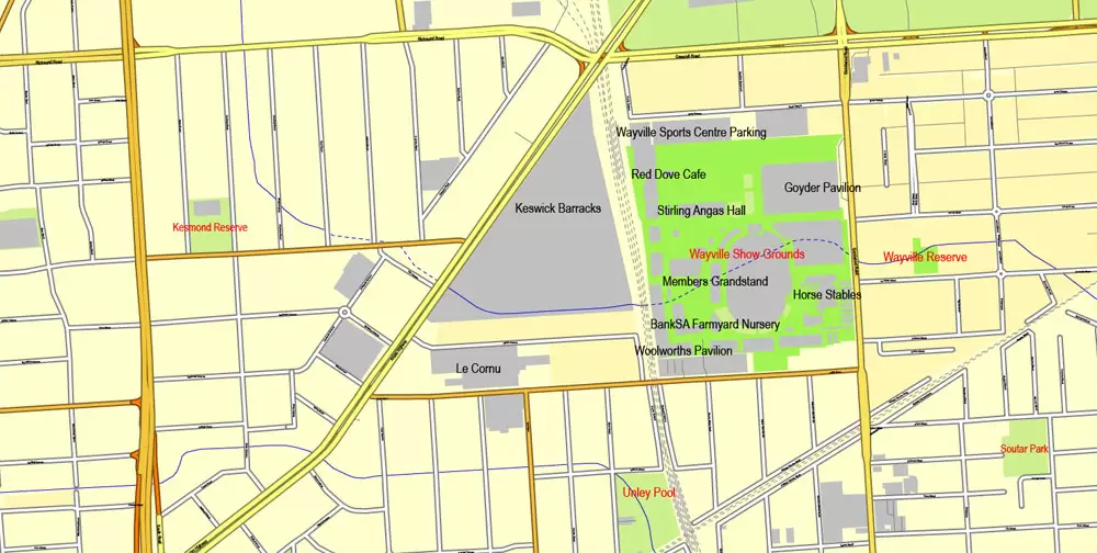 Vector Map Adelaide, Australia, printable vector street City Plan map V3-2016.08, full editable, Adobe Illustrator, full vector, scalable, editable, text format street names, 19 mb ZIP