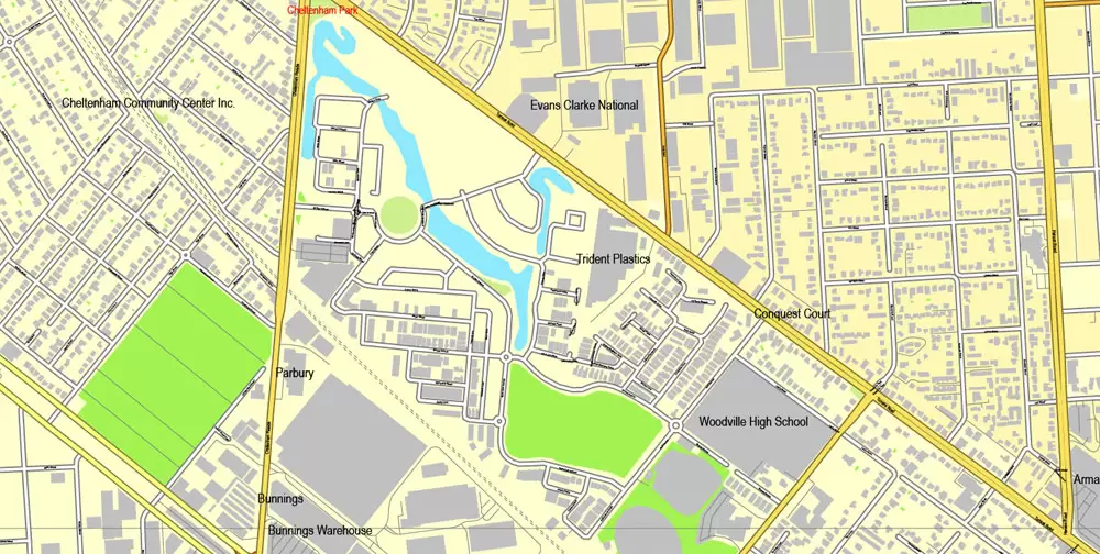 Vector Map Adelaide, Australia, printable vector street City Plan map V3-2016.08, full editable, Adobe Illustrator, full vector, scalable, editable, text format street names, 19 mb ZIP