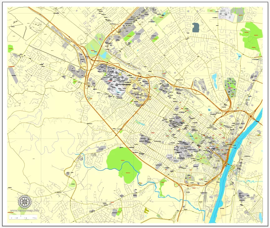 Vector Map Albany, st. New York, US, printable vector street City Plan map full editable, Adobe Illustrator, full vector, scalable, editable, text format street names, 3 mb ZIP