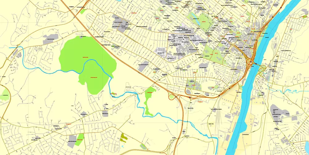 Vector Map Albany, st. New York, US, printable vector street City Plan map full editable, Adobe Illustrator, full vector, scalable, editable, text format street names, 3 mb ZIP