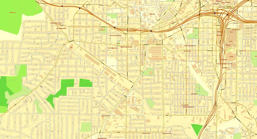Vector Map Atlanta, Georgia, US, vector map Adobe Illustrator editable City Plan V3-2016.07, full vector, scalable, editable, text format street names, 32 mb ZIP