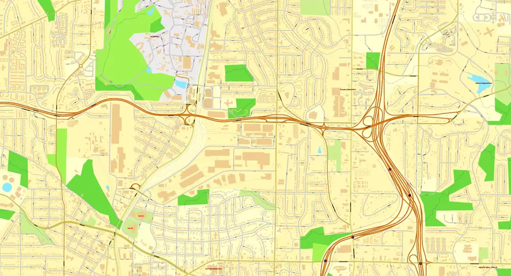Vector Map Atlanta, Georgia, US, vector map Adobe Illustrator editable City Plan V3-2016.07, full vector, scalable, editable, text format street names, 32 mb ZIP