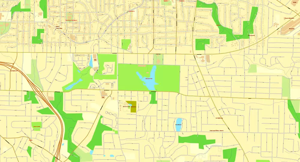 Vector Map Atlanta, Georgia, US, vector map Adobe Illustrator editable City Plan V3-2016.07, full vector, scalable, editable, text format street names, 32 mb ZIP