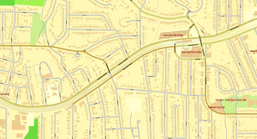 Vector Map Atlanta, Georgia, US, vector map Adobe Illustrator editable City Plan V3-2016.07, full vector, scalable, editable, text format street names, 32 mb ZIP