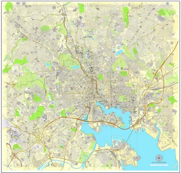 Vector Map Baltimore, Maryland, printable vector street City Plan map V3-2016.08, full editable, Adobe Illustrator, full vector, scalable, editable, text format street names, 26 mb ZIP