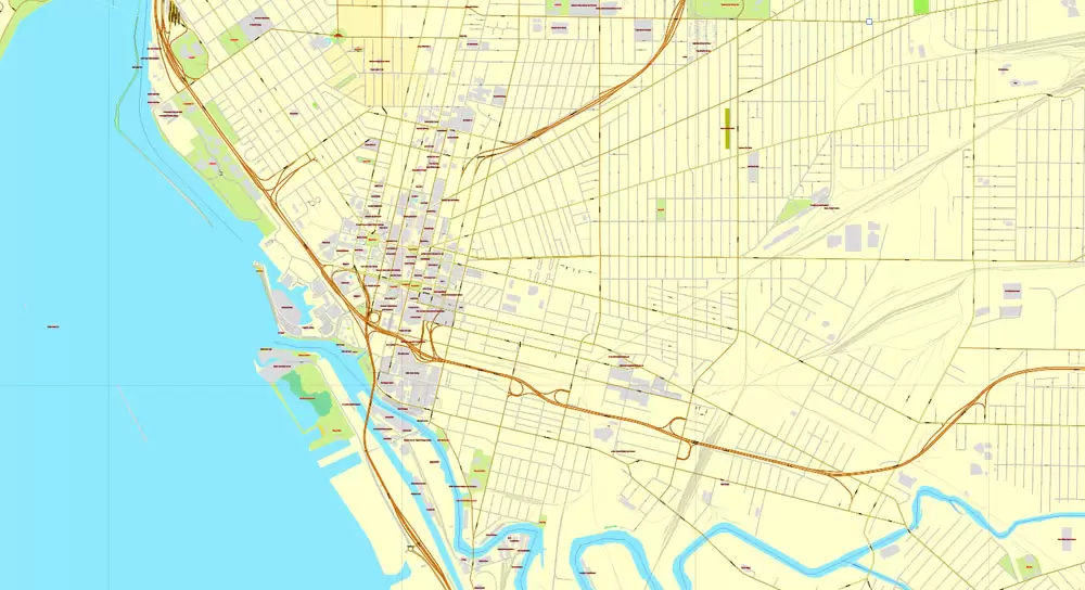 Vector Map Buffalo, New York, US, printable vector street City Plan map full editable, Adobe Illustrator, full vector, scalable, editable, text format street names, 6 mb ZIP