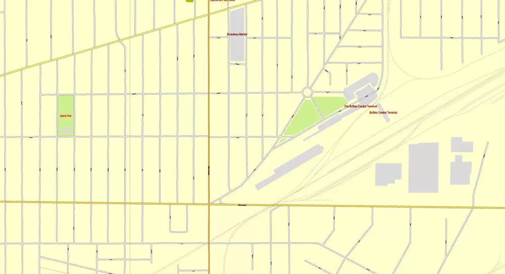 Vector Map Buffalo, New York, US, printable vector street City Plan map full editable, Adobe Illustrator, full vector, scalable, editable, text format street names, 6 mb ZIP