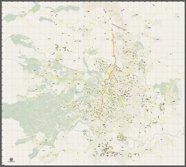 Vector Map Jerusalem, Israel, printable vector street City Plan G-View V.3 map full editable, Adobe Illustrator, full vector, scalable, editable, text format street names, 10 mb ZIP