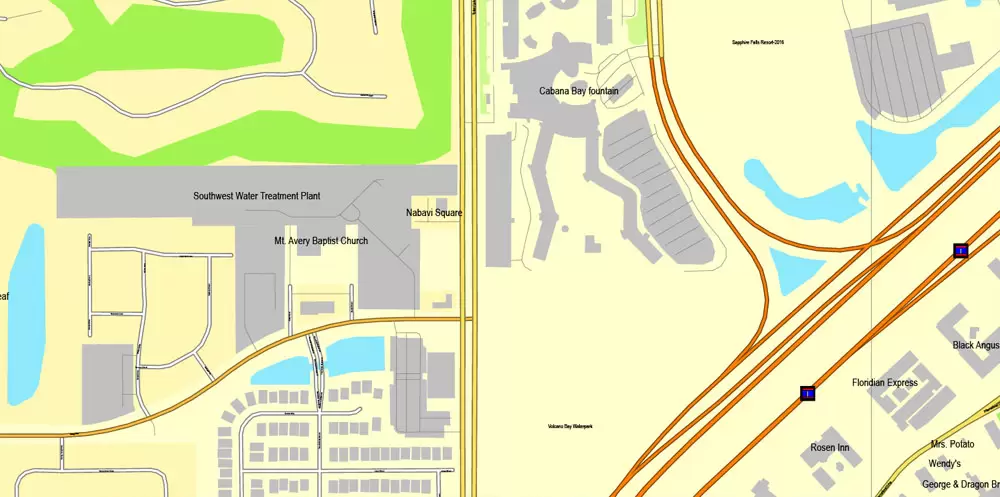 Vector Map Orlando, Florida, exact printable vector street City Plan map V.3, full editable, Adobe Illustrator, full vector, scalable, editable, text format street names, 11 mb ZIP