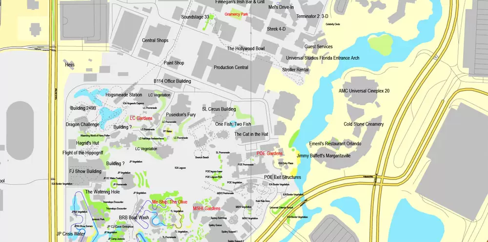 Vector Map Orlando, Florida, exact printable vector street City Plan map V.3, full editable, Adobe Illustrator, full vector, scalable, editable, text format street names, 11 mb ZIP