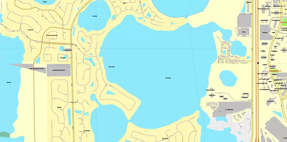 Vector Map Orlando, Florida, exact printable vector street City Plan map V.3, full editable, Adobe Illustrator, full vector, scalable, editable, text format street names, 11 mb ZIP