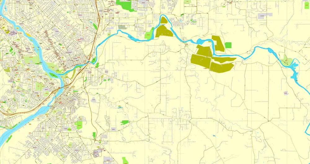 Vector Map Portland, Oregon + Vancouver, Washington, US, vector map Adobe Illustrator editable 4 parts City Plan V3-2016.08, full vector, scalable, editable, text format street names, 76 mb ZIP