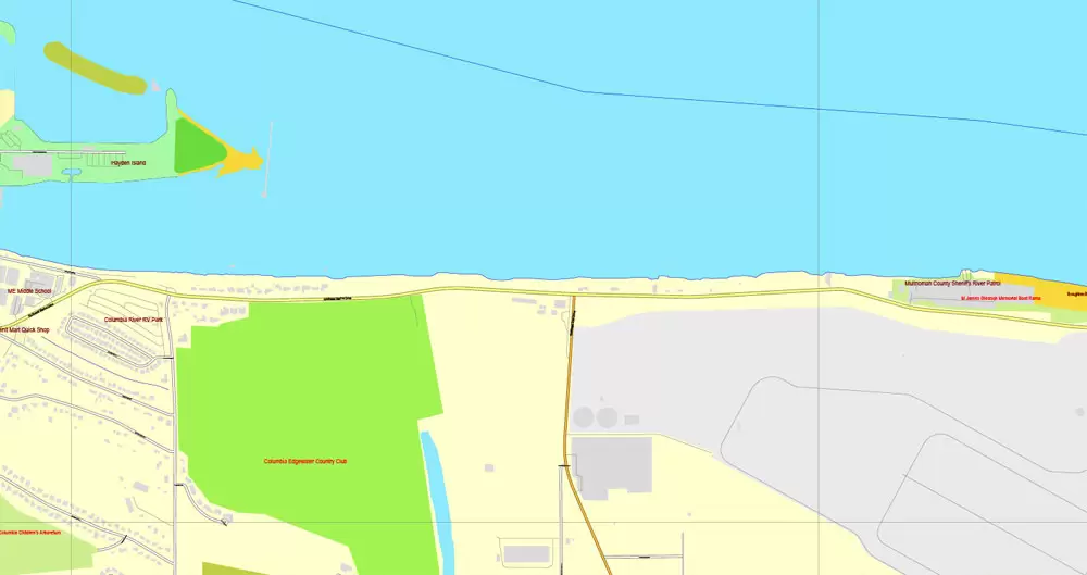 Vector Map Portland, Oregon + Vancouver, Washington, US, vector map Adobe Illustrator editable 4 parts City Plan V3-2016.08, full vector, scalable, editable, text format street names, 76 mb ZIP