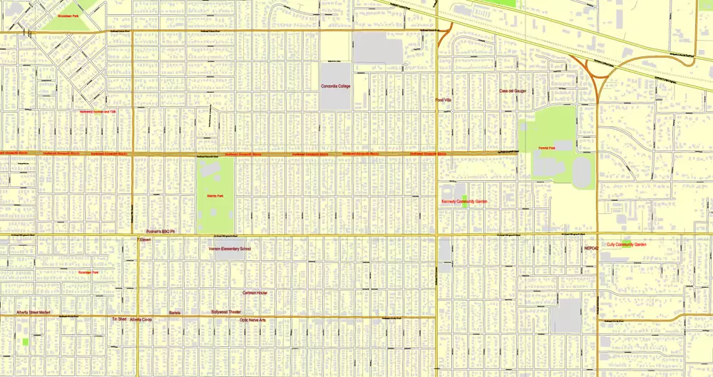 Vector Map Portland, Oregon + Vancouver, Washington, US, vector map Adobe Illustrator editable 4 parts City Plan V3-2016.08, full vector, scalable, editable, text format street names, 76 mb ZIP