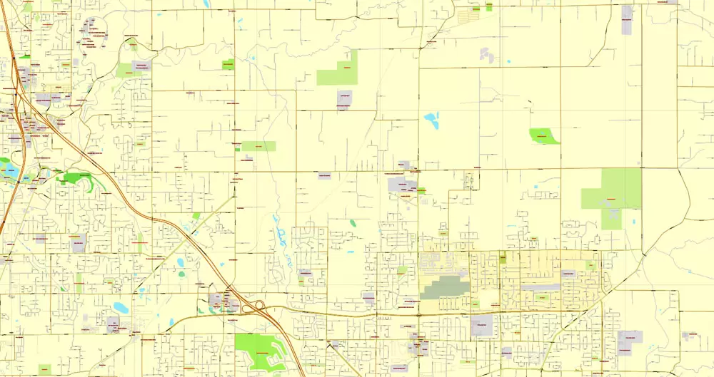Vector Map Portland, Oregon + Vancouver, Washington, US, vector map Adobe Illustrator editable 4 parts City Plan V3-2016.08, full vector, scalable, editable, text format street names, 76 mb ZIP