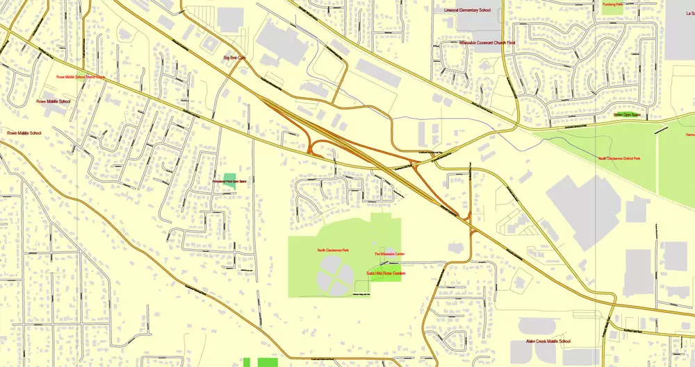 Vector Map Portland, Oregon + Vancouver, Washington, US, vector map Adobe Illustrator editable 4 parts City Plan V3-2016.08, full vector, scalable, editable, text format street names, 76 mb ZIP