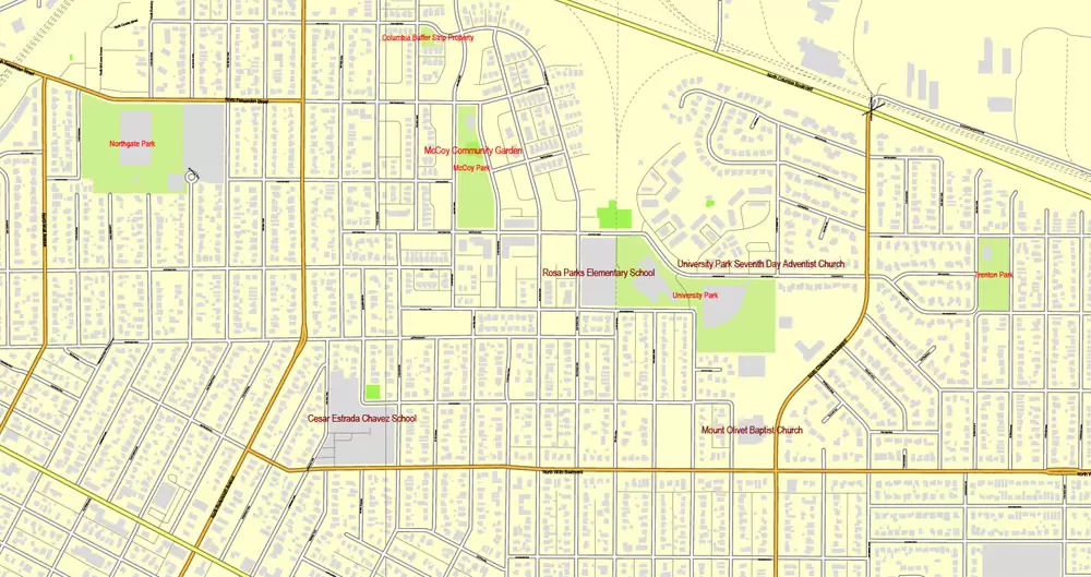 Vector Map Portland, Oregon + Vancouver, Washington, US, vector map Adobe Illustrator editable 4 parts City Plan V3-2016.08, full vector, scalable, editable, text format street names, 76 mb ZIP