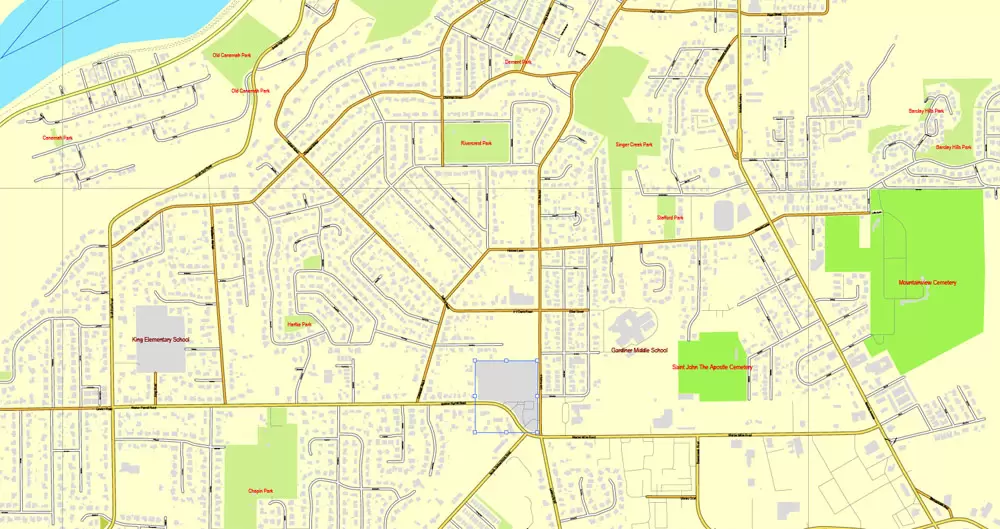 Vector Map Portland, Oregon + Vancouver, Washington, US, vector map Adobe Illustrator editable 4 parts City Plan V3-2016.08, full vector, scalable, editable, text format street names, 76 mb ZIP