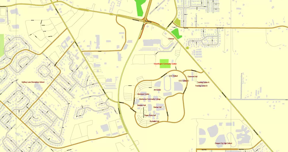 Vector Map Portland, Oregon + Vancouver, Washington, US, vector map Adobe Illustrator editable 4 parts City Plan V3-2016.08, full vector, scalable, editable, text format street names, 76 mb ZIP