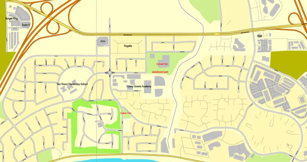 Sacramento, California, US, printable vector map street City Plan V.3.08.2016 full editable, Adobe Illustrator