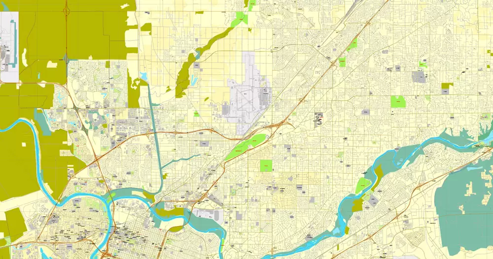 Sacramento, California, US, printable vector map street City Plan V.3.08.2016 full editable, Adobe Illustrator