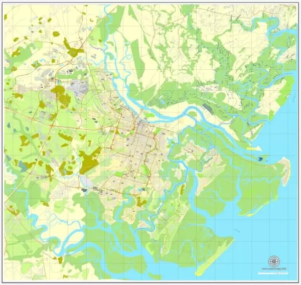 Vector Map Savannah, Georgia, US, printable vector map street City Plan V.3.08.2016 full editable, Adobe Illustrator, full vector, scalable, editable text format street names, 8 mb ZIP