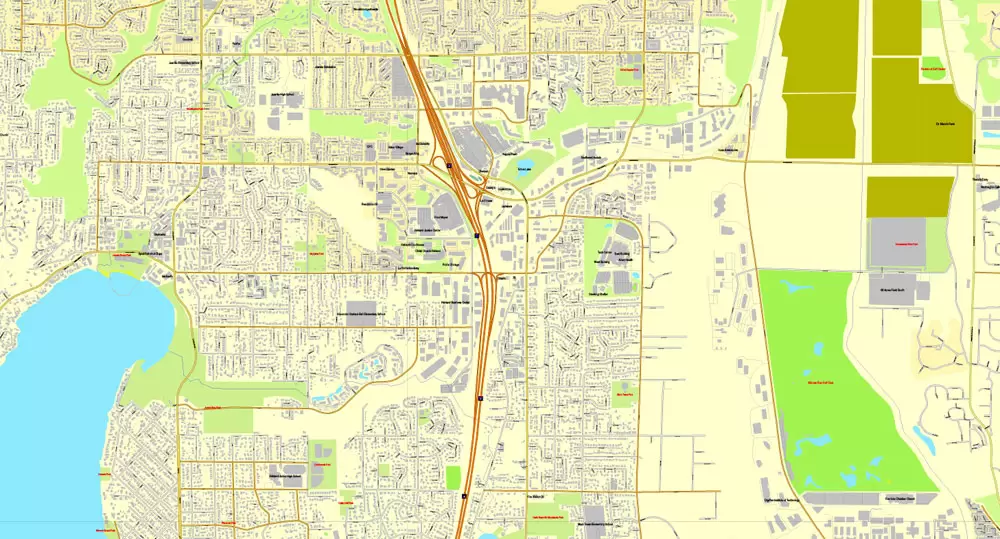 Vector Map Seattle, Washington, US, vector map Adobe Illustrator editable 3 parts City Plan V3-2016.08, full vector, scalable, editable, text format street names, 51 mb ZIP