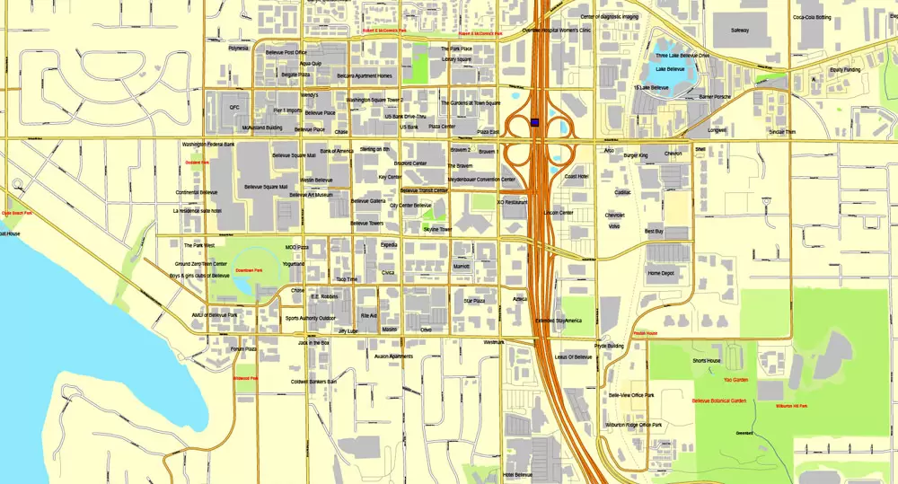 Vector Map Seattle, Washington, US, vector map Adobe Illustrator editable 3 parts City Plan V3-2016.08, full vector, scalable, editable, text format street names, 51 mb ZIP