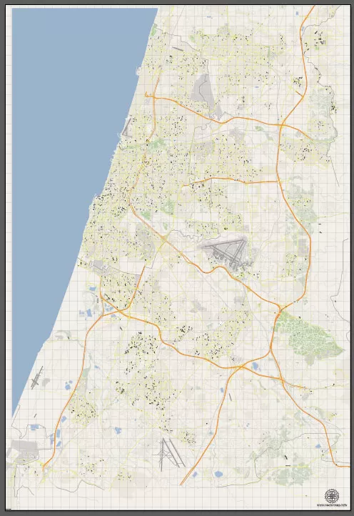 VectorMap Tel Aviv, Israel, printable vector street City Plan G-View V.3 map full editable, Adobe Illustrator, full vector, scalable, editable, text format street names, 18 mb ZIP