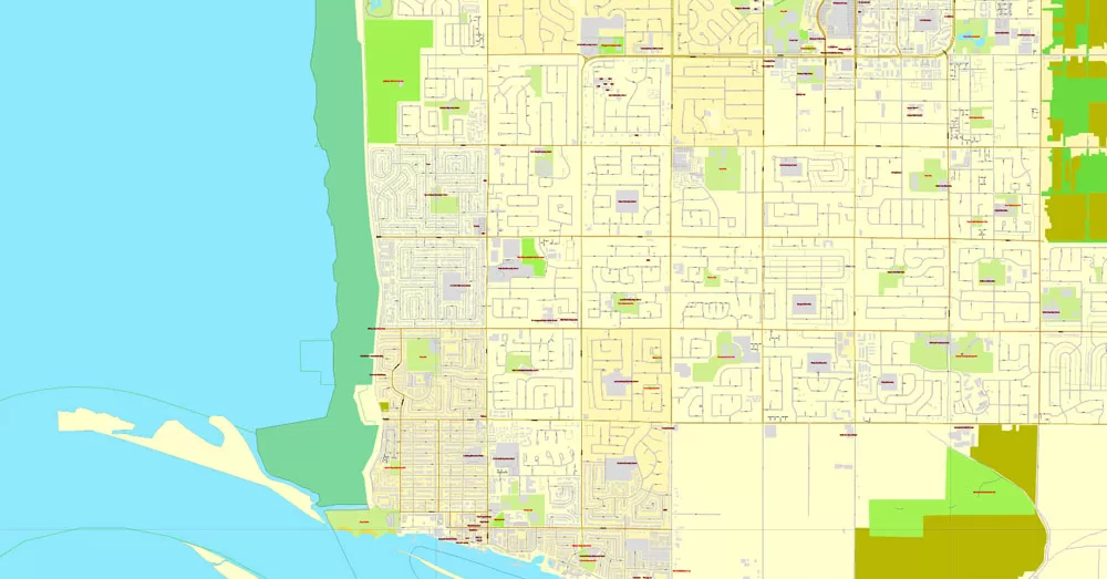 Vector map Vancouver exact map V.3.08: Printable City Plan Map in 4 parts of Greater Vancouver, Canada, Adobe Illustrator, full vector, scalable, editable, separated text layer street names, 29 mb ZIP