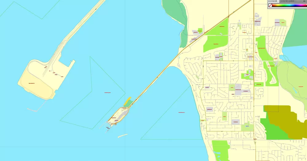 Vector map Vancouver exact map V.3.08: Printable City Plan Map in 4 parts of Greater Vancouver, Canada, Adobe Illustrator, full vector, scalable, editable, separated text layer street names, 29 mb ZIP