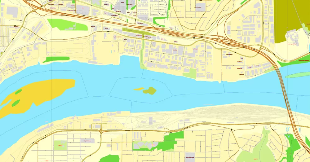 Vector map Vancouver exact map V.3.08: Printable City Plan Map in 4 parts of Greater Vancouver, Canada, Adobe Illustrator, full vector, scalable, editable, separated text layer street names, 29 mb ZIP