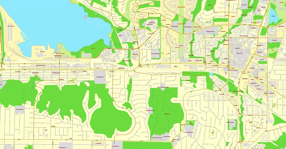 Vector map Vancouver exact map V.3.08: Printable City Plan Map in 4 parts of Greater Vancouver, Canada, Adobe Illustrator, full vector, scalable, editable, separated text layer street names, 29 mb ZIP