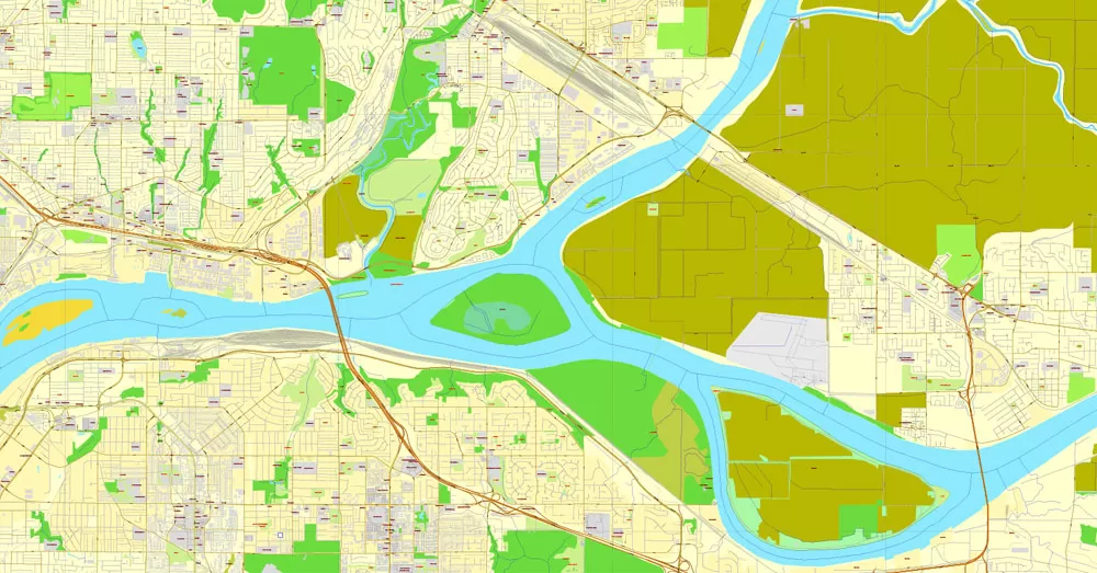 Vector map Vancouver exact map V.3.08: Printable City Plan Map in 4 parts of Greater Vancouver, Canada, Adobe Illustrator, full vector, scalable, editable, separated text layer street names, 29 mb ZIP