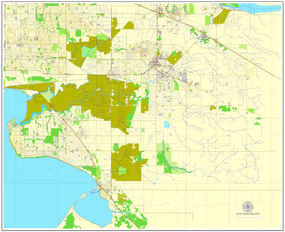 Vector map Vancouver exact map V.3.08: Printable City Plan Map in 4 parts of Greater Vancouver, Canada, Adobe Illustrator, full vector, scalable, editable, separated text layer street names, 29 mb ZIP