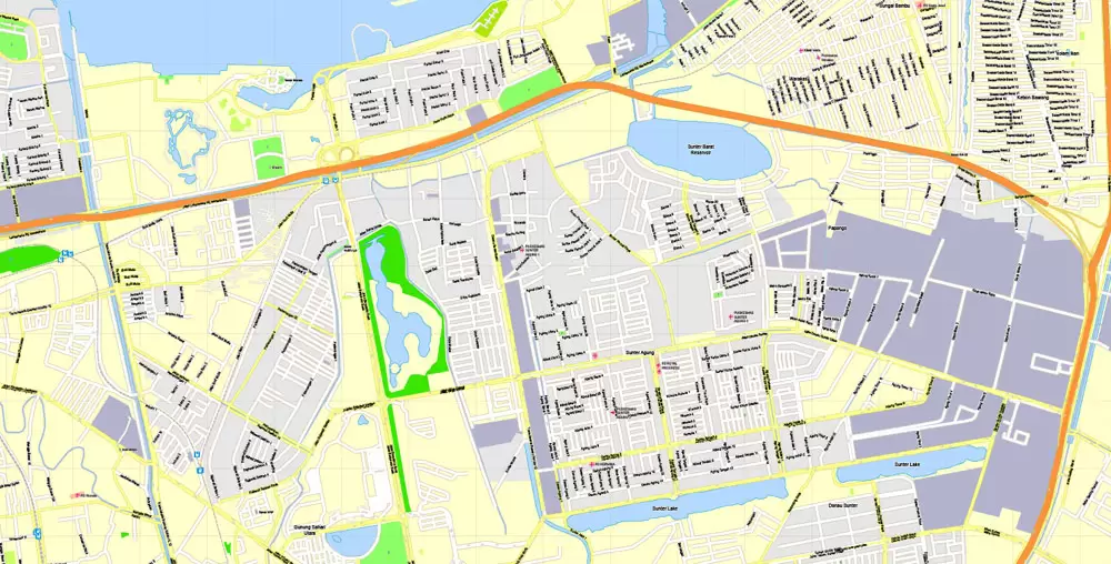 Printable Map Jakarta, Indonesia, exact vector map G-View level 16 (250 meters) street City Plan full editable, Adobe Illustrator, full vector, scalable, editable text format street names, 19 mb ZIP