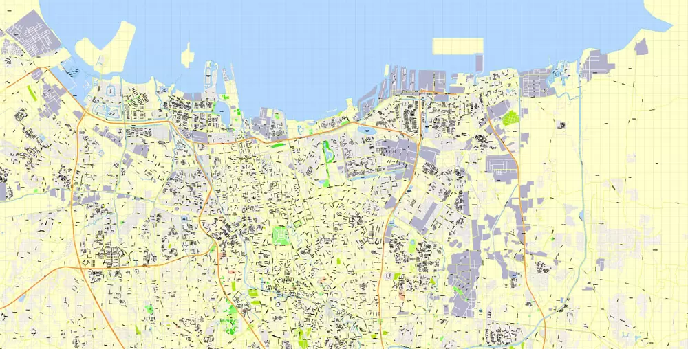 Printable Map Jakarta, Indonesia, exact vector map G-View level 16 (250 meters) street City Plan full editable, Adobe Illustrator, full vector, scalable, editable text format street names, 19 mb ZIP