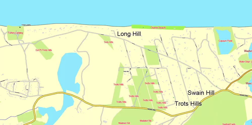 Printable map Nantucket and Martha's Vineyard Islands, Massachusetts, US, printable vector map street City Plan V.3.09 full editable, Adobe Illustrator, full vector, scalable, editable text format street names, 14 mb ZIP