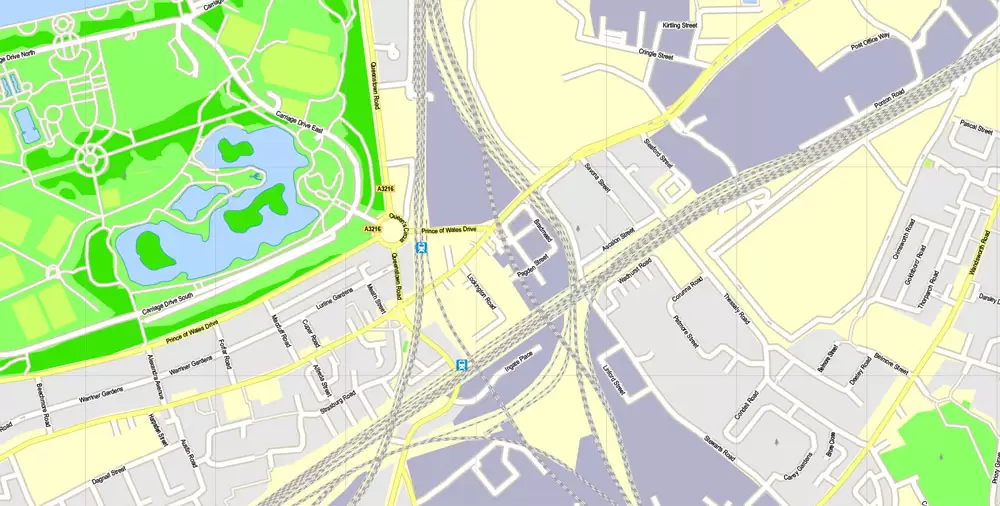 Printable Map London Center, England UK, vector map Adobe Illustrator editable City Plan G-View Level 16 (250 meters scale) V3.09, full vector, scalable, editable, text format street names, 13 mb ZIP